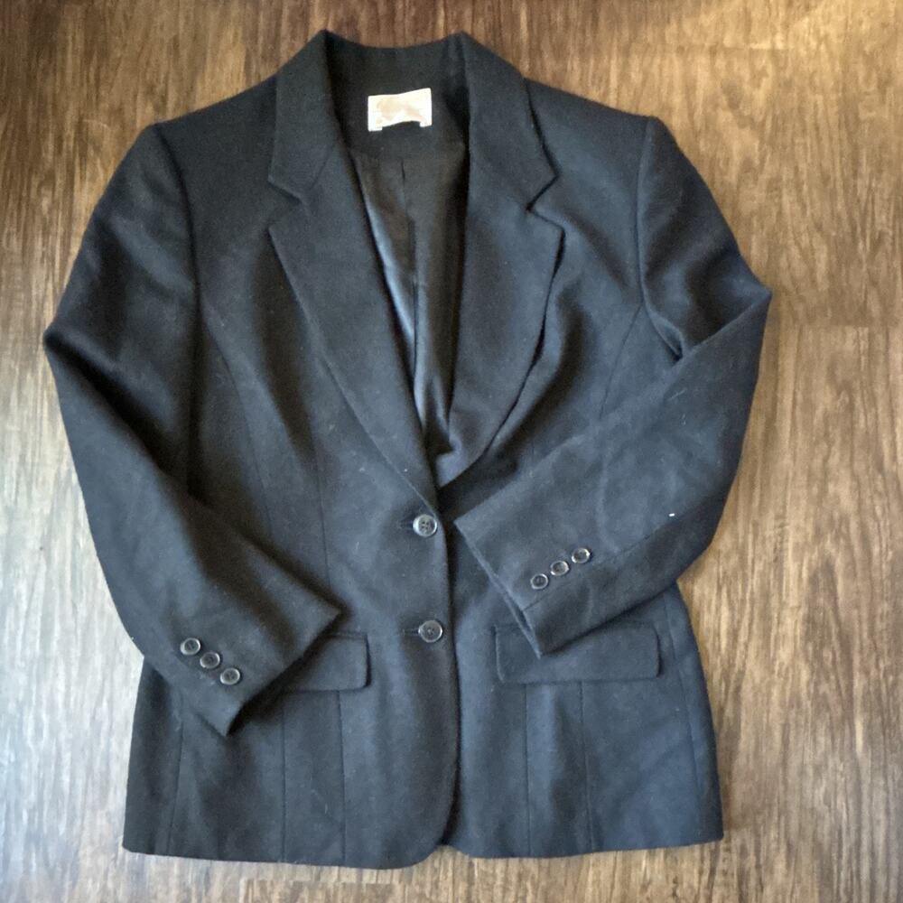 Vintage Pendleton Women's Size 8 Black 100% Virgin Wool Blazer Made in USA